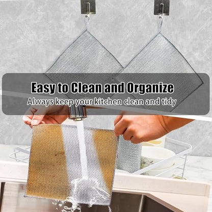 Navona 10 Pcs New Upgrade Steel Wire Dishcloth,Double-Layer Steel Wire Cleaning Cloth,Powerful Cleaning Non-Scratch Wire Dishcloth Rag for Cookware, Sinks, Dishes, Stove Tops - color: 10-pack（double Layer）