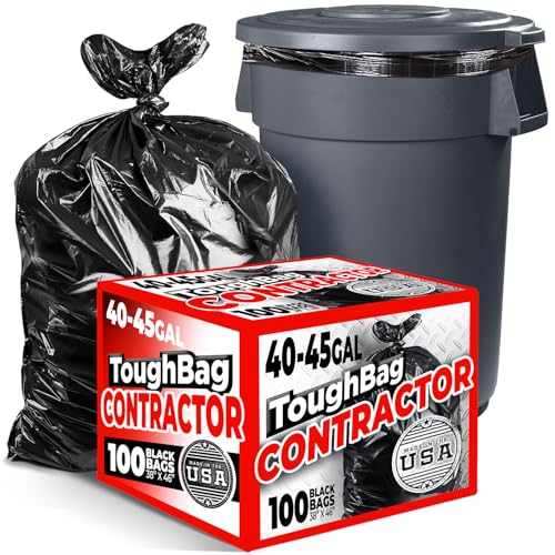 Toughbag 40-45 Gallon Trash Bags Heavy Duty (100 Count) - 39, 40, 42, 44 Gallon Trash Bags for Contractors, Commercial, Home, Kitchen - Made in USA - size: 100 Count (Pack of 1)