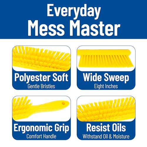 SPARTA 8 Inch Soft Counter Brush with Polyester Bristles and 5 Inch Handle, Color Coded Handheld Broom for Tables Countertops and Foodservice Surfaces, 13 Inch Overall Length, Yellow - color: Yellow