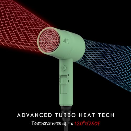 AINA Hair Dryer with Diffuser, Comb | Blow Dryer for Women Compact Travel Professional Ionic Blow Dry | Cold Shot Button 110V/ALCI (Jade Green) - color: Jade Green, size: 4 Piece