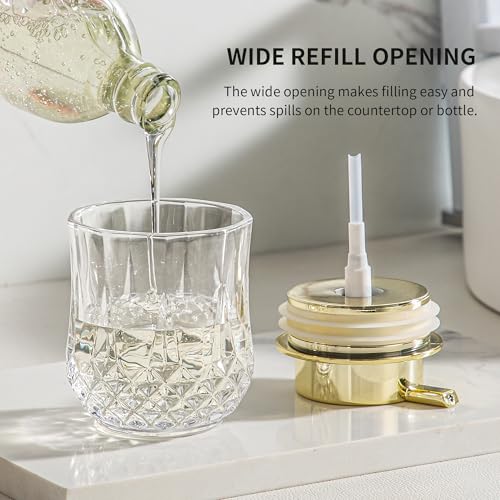 Glass Soap Dispenser,Bathroom Hand Liquid Soap Dispensers,Refillable Dish Soap Dispenser for Gold Pump,Lotion Dispenser for Bathroom,Kitchen (Clear/Gold Liquid Pump) - color: Gold Pump-liquid