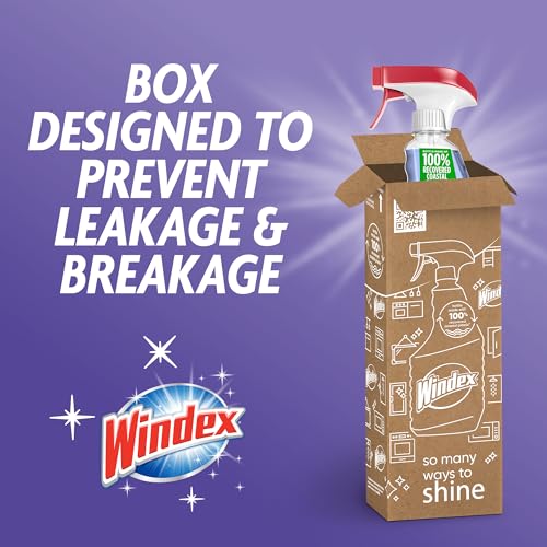 Windex Glass and Window Cleaner Spray Bottle, Ammonia Free, Packaging Designed to Prevent Leakage and Breaking, Crystal Rain Scent, 32 Fl Oz - size: 32 Fl Oz (Pack of 1)