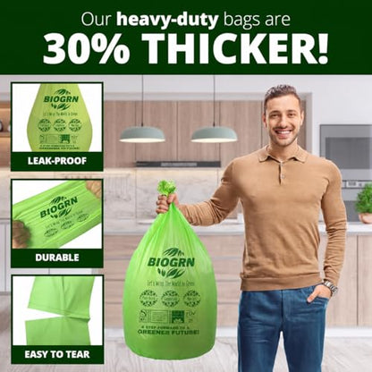 10-13 Gallon Compostable Trash Bags with Flat-Top 50 Bags Thick 0.87 Mil Leakproof Plant-based Tall Kitchen Wet Food Scrap Waste, ASTM D6400, US BPI and OK Compost Home Certified - color: 13 Gal, Flat Top Bags, 50 Count