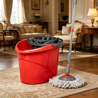 2.5 Gallon Quick Wring Hands-Free Mop Bucket, Quick Wring Bucket with Handles, Mop Bucket with Wringer, Cleaning Bucket for Home Hardwood Laminate Tile Floor Cleaning