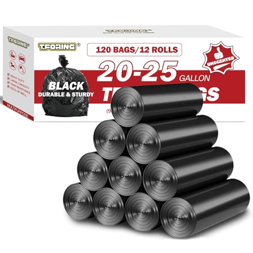 20-25 Gallon Trash Bags Unscented, 30'' x 33'', Black, 120 Count | Large 20+ Gal Garbage Bag,Plastic Can Liners,Fit 75 - 93 Liter Bins,Multipurpose for Home, Office, Daily Household Use - color: 20-25 Gallon | 120 Count