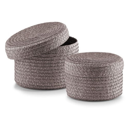 Zeller Basket with Lid, Plastic, Grey, 2-Piece - color: Grey