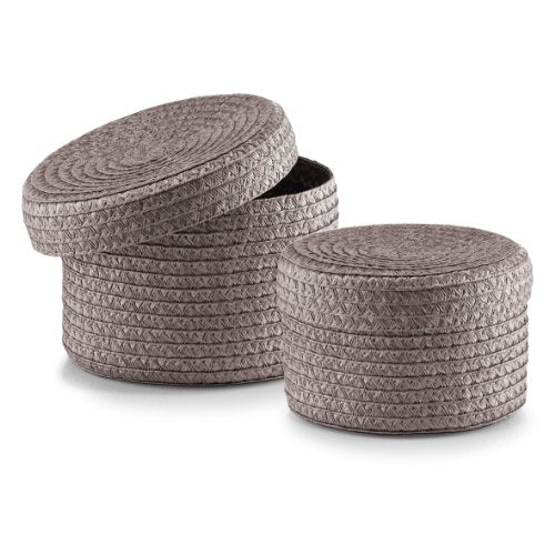 Zeller Basket with Lid, Plastic, Grey, 2-Piece - color: Grey