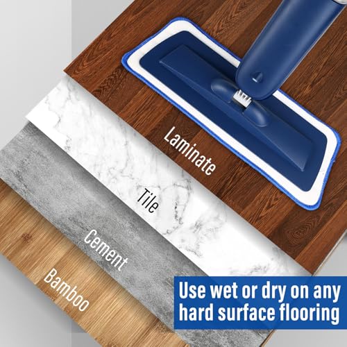 PowerMop Floor Mop with 720 ml Refillable Bottle & 2 Microfiber Pads | Powered wet dry mop for kitchen, wood, hardwood, laminate, ceramic tile floors, with washable pads and refillable bottle