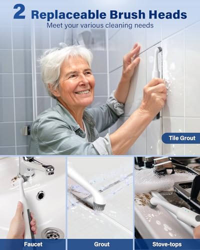 Electric Cleaning Brush Grout Brush: Rechargeable Crevice Cleaning Brushes Set Scrub Brush for Shower Cleaner Tile Floor Electric Scrubber Power Cleaning Tools for Home Kitchen Window Bathroom Tub