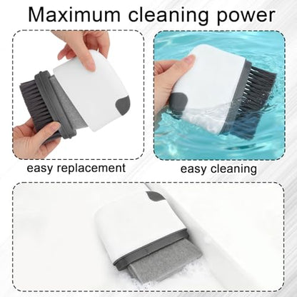 2pcs 2-in-1 Groove Cleaning Brush, 2025 Upgraded Crack Cleaner Tool Handheld Grout Brush for Window Tracks Sliding Doors Sills Tile Lines (Dark Gray)