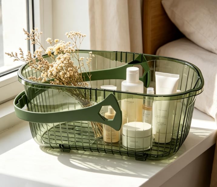 Transparent Thickened Water Bucket, Household Hand-held Rectangular Water Bucket, Student Laundry Bucket, Large Storage Bucket, Mop Bucket - color: Green