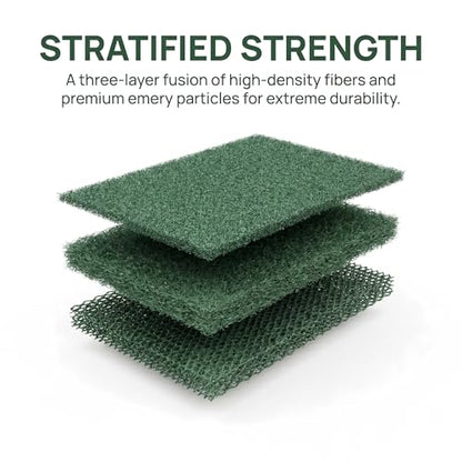 Scrubbing Pads, 6-Pack Green Kitchen Cleaning Scourer – Heavy Duty Scrubber for Pots, Stovetops, Range Hoods, Easy Rinse, Degreasing & Descaling by Ha-Fish&Flame-Gua