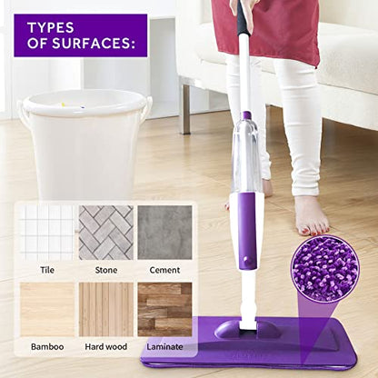 16.5" Microfiber Mop Pads Refills, 3 Pack Reusable Replacement Heads | reusable wet mop refills, machine washable for 14-16 inch spray mops, hardwood floors, dust cleaning & scrubbing - color: 16"purple*3