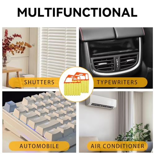 2 Pcs Blinds Cleaner Duster Tool 7 Finger Microfiber Washable Mini Window Dusters for Cleaning Dust Remova for Window Air Conditioner Vent Fans Venetian Shades Wood Blinds Dust Dirt - color: Orange