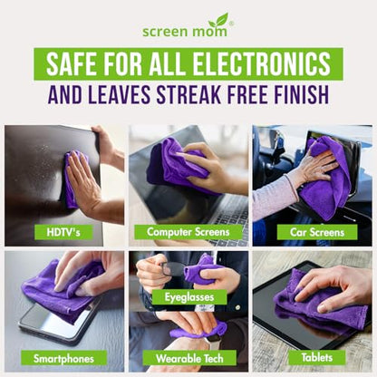 Screen Mom Cleaner Spray and Microfiber Cloth 8oz, Streak-Free Car Screen Cleaner Spray and Wipe for TV, Computer, Car, Phone, iPad, MacBook Laptop Cleaning Kit Electronic Devices Phone Cleaners - size: 8oz