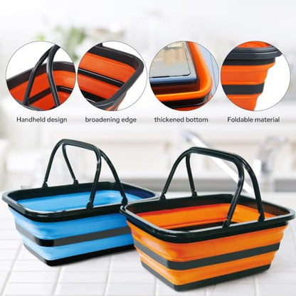 Monozuki Collapsible Sink 4.8Gal/18.1L, Heavy Duty Foldable Basin with Handles for Camping, Car Wash, Kitchen – Also Use as Storage Basket for Home, Garage, RV(Khaki) - color: Khaki(4.8 Gal/18.1l)