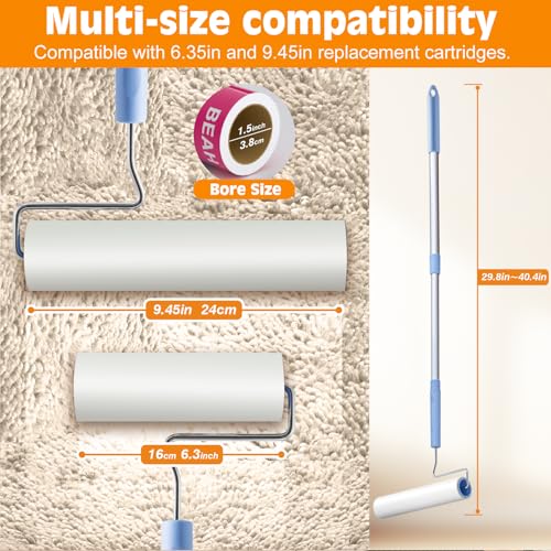 BEAH Large Lint Roller for Pet Hair Extra Sticky,9.45''Pet Hair Removal Tool Roller for Pet Dog Cat Hair (1 Roller+4 Long Rolls 1 Short roll) - size: 1 Roller+4 long rolls 1 short roll