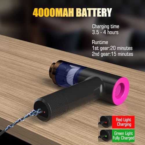 Handheld Car Vacuum Portable Cordless - Mini, Portable | Dual Suction (7500pa & 12000pa) | 4-in-1 Vacuum Cleaner, Blower, Inflator, Deflator & Air Duster for Car, Home, Kitchen, Pet Hair, Office Use