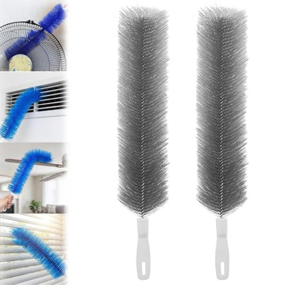 Bendable Microfiber Head, 2026 Upgraded Fan Cleaner Brush, Reusable Washable Dust Brush, 15.7in Flexible Cleaning Brush for Electric Fans Air Conditioning Home Car Vents Curtain (2Pcs-Gray) - color: 2pcs-gray