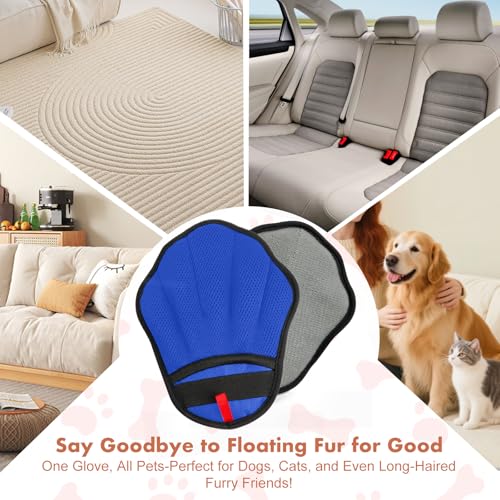 Pet Hair Removal Glove, Electrostatic Pet Hair Remover Glove for Cats & Dogs, Hair Remover Tools for Couch, Carpet, Clothing, Car Seat - Upgraded Five-Finger, Reusable，RoyalBlue+Darkgrey - color: RoyalBlue+DarkGrey