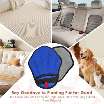 Pet Hair Removal Glove, Electrostatic Pet Hair Remover Glove for Cats & Dogs, Hair Remover Tools for Couch, Carpet, Clothing, Car Seat - Upgraded Five-Finger, Reusable，RoyalBlue+Darkgrey - color: RoyalBlue+DarkGrey