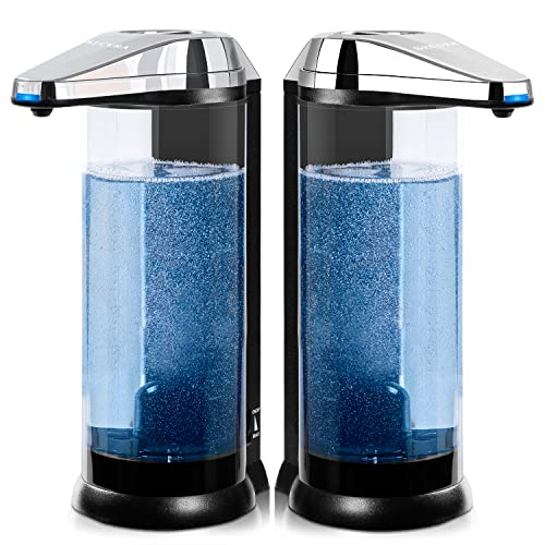 Secura 17oz Automatic Liquid Soap Dispenser, Touchless Battery Operated Hand Soap Dispenser with Adjustable Soap Dispensing Volume Control Dial, Personal Care Dispenser (Chrome-2Pcs) - color: Chrome, size: 500ml x 2