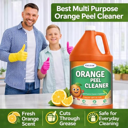 orange peel Multi Purpose Cleaner & Deodorant - Floor Cleaner (Made in USA) | Tile, Stone, Laminate, Vinyl & Natural Wood Floor Cleaner for Mopping, Cleaner Refill for Commercial Use, 1 Gal.