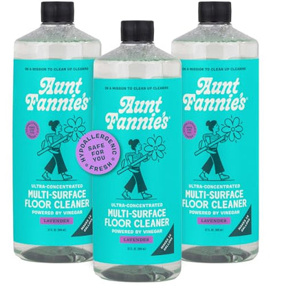 Aunt Fannie's Ultra Concentrated Floor Cleaner Vinegar Wash, Multi-Surface Solution For Mopping, Makes 16 Gallons, Lavender Scent, 32 oz. (Pack of 3) - size: 32 Fl Oz (Pack of 3)