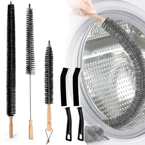 Dryer Vent Cleaner Kit 5Pcs Long Brush Cleaning Set for Lint Removes & Hair Clogs Dryer Vent Cleaning Crevice Brush Tools for Refrigerator Coils, AC, Drain Snake