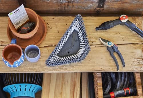 Gardena Cleansystem Hard Flex Long-Handled Brush: for Cleaning Non-Sensitive Surfaces, Triangular, swivelling, Firm bristles, for Connection to Cleansystem Handle, for Larger Surfaces (18814-20)