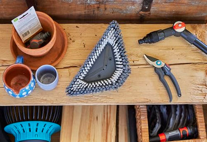 Gardena Cleansystem Hard Flex Long-Handled Brush: for Cleaning Non-Sensitive Surfaces, Triangular, swivelling, Firm bristles, for Connection to Cleansystem Handle, for Larger Surfaces (18814-20)