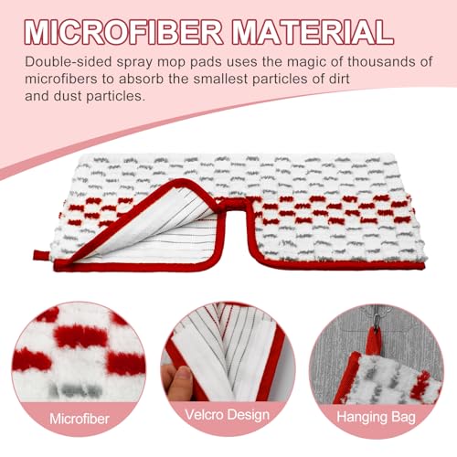 Spray Mop Pads Compatible with Promist Max - Reusable Mop Refills for Oceda Promist Max, Microfiber Double Sided Usable Dry Wet Floor Cleaning (6 Pack Red) - color: 6 Packs Red