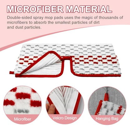 Microfiber Spray Mop Pads - Compatible with Promist MAX, Double Sided Replace Head for Dry/Wet Floor Cleaning Usable (4 Pack Red) - color: 4 Packs Red