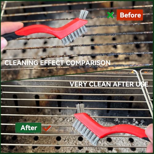 Wire Brush Set 5pcs - Nylon/Brass/Stainless Steel Bristles with Curved Handle Grip for Rust Removal, Dirt, Paint Scrubbing, Crevice Cleaning Brush for Bathroom Gap, Kitchen, Bathroom, Window, Faucets - style: Nylon/Brass/Stainless Steel/Scraper