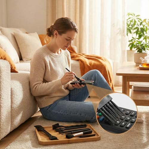 Keyboard Cleaning Kit with Anti Static Brush, 8-Piece Black Dusting Tool Set for Keyboards, Laptops, Screens, Vents, and Small Devices, Compact Storage for Home Office - size: Medium