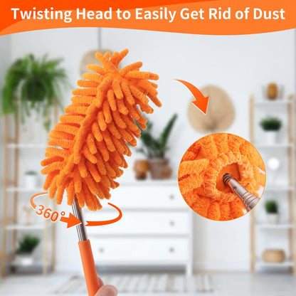 Mini Duster for Cleaning, 360° Bendable Hand Dusters with Extension Pole, Washable Small Duster for Car Interior, Office, Furniture - color: 2 Pack Grey