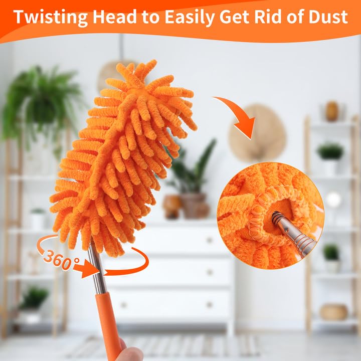 Mini Duster for Cleaning, 360° Bendable Hand Dusters with Extension Pole, Washable Small Duster for Car Interior, Office, Furniture - color: 3 Pack Blue Grey Pink