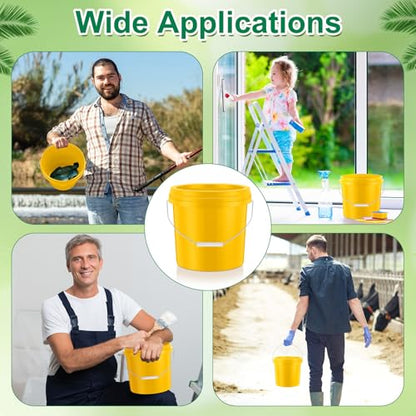 Tioncy 10 Pcs 2 Gallon Plastic Bucket with Lid Heavy Duty 2 Gallon Bucket Pail with Lid Handle for Storage Container Home Household Cleaning (Yellow) - color: Yellow