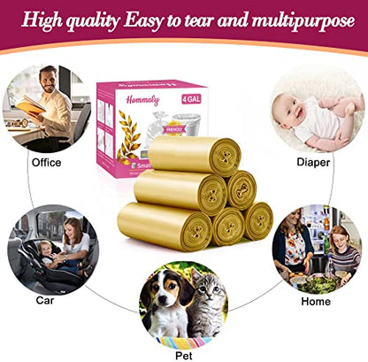 4 Gallon 180pcs Small Gold Trash Bags Strong Golden Garbage Bags, Bathroom Trash Can Bin Liners, Gold Plastic Bags for Home Office, Waste Basket Liner, Fit 12-15 Liter, 3.5,4,4.5 Gal（Golden 180） - color: Gold, size: 180 Count (Pack of 1)