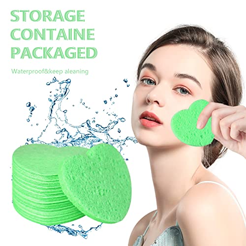 50-Count Facial Sponges Compressed, 100% Natural Cellulose Face Sponge Professional Cosmetic Spa Sponges for Face Cleansing, Exfoliating Mask, Makeup Removal for Travel and Home, Green - color: 50- Pack Green
