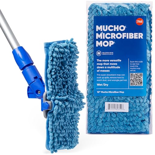 Microfiber Wholesale Baseboard Pro Mucho Mop, Chenille Microfiber Pad, 70" Handle, for Baseboards, Hardwood, Tile and Laminate Floors, 2.5 lbs - size: Baseboard Kit