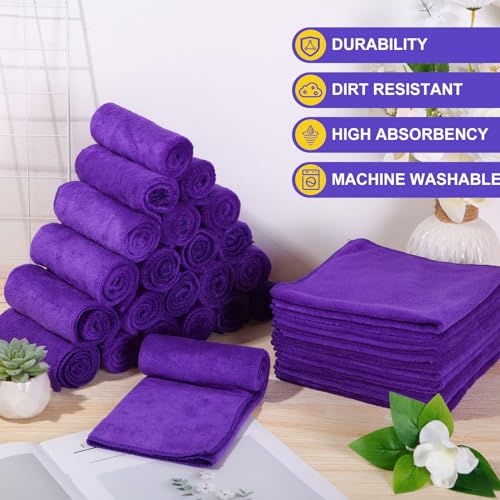 Nuenen Microfiber Cleaning Cloths for Cars 16 x 16 Inch Ultra Absorbent Car Towels Drying Reusable Cleaning Supplies House Kitchen Window Microfiber Towel(Purple,60 Pcs) - color: Purple