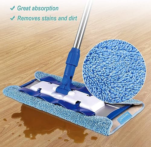 KEEPOW Mop Refills Compatible with MR.SIGA Professional Mop | Microfiber, Dual-sided 17.3x9.6" refills compatible with MR.SIGA & similar clamp mops, Plush side for waxing, 3-pack bulk set - size: 3 Pack