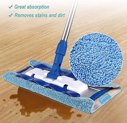KEEPOW Mop Refills Compatible with MR.SIGA Professional Mop | Microfiber, Dual-sided 17.3x9.6" refills compatible with MR.SIGA & similar clamp mops, Plush side for waxing, 3-pack bulk set - size: 3 Pack