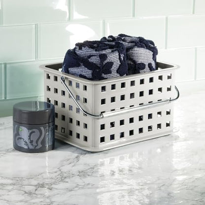 iDesign Shower Caddy Basket with Handle, Light Gray | For Bathroom or College Dorm, Made in USA - color: Light Gray, style: Pack of 1
