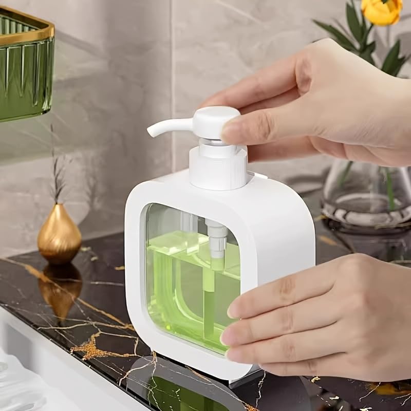 Manual Pump Dispenser Bottle 300ml, Decorative Refillable Soap Lotion Dispenser for Kitchen Bathroom Sink, Travel Portable Leak Proof Container for Dish Soap Shampoo