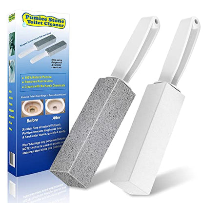 Laiyeoy Toilet Bowl Cleaner Pumice Stone -Hard Water Stain Remover with Ergonomic Handle, Powerfully Removes Toilet Bowl Rings，Rust &Lime，Ideal for Toilet Brush/BBQ Grills/Sink/Pool/Bathroom【2Pack】 - color: Long Handle