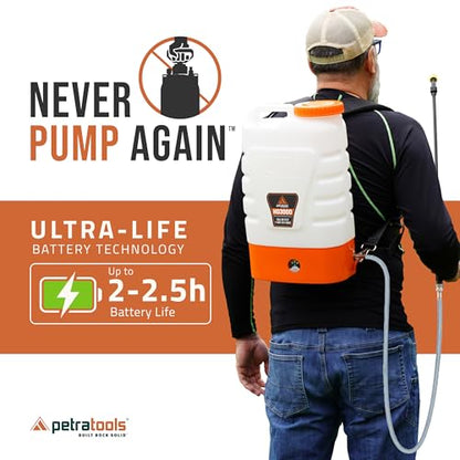 PetraTools 3 Gallon Battery Powered Backpack Sprayer in Lawn and Garden - HD3000 - Long Battery Life & Padded Straps for Comfort - Electric Sprayer w/ 7 Spray Nozzles & 80PSI (3 Gallon ProKit) - size: HD3000 ProKit (7 Nozzles)