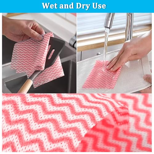 Disposable Cleaning Towels Disposable Dish Cloths, Reusable Towel Cleaning Wipes for Kitchen, Bathroom, Household, 50 Pack Red - color: Red