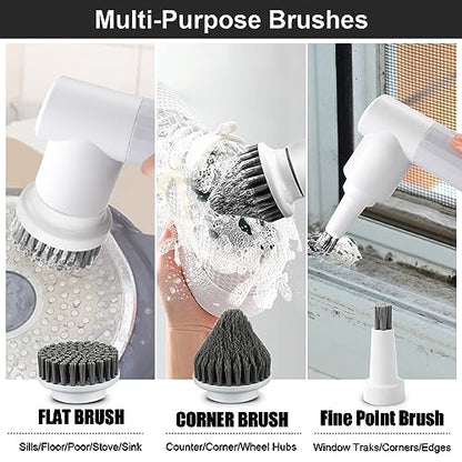 Electric Spin Scrubber,DEPURE Cordless Electric Cleaning Brush,Power Scrubber with 2 Rotating Speeds and 6 Replaceable Cleaning Brush Heads for Bathroom,Kitchen,Wall,Oven,Dish,Floor